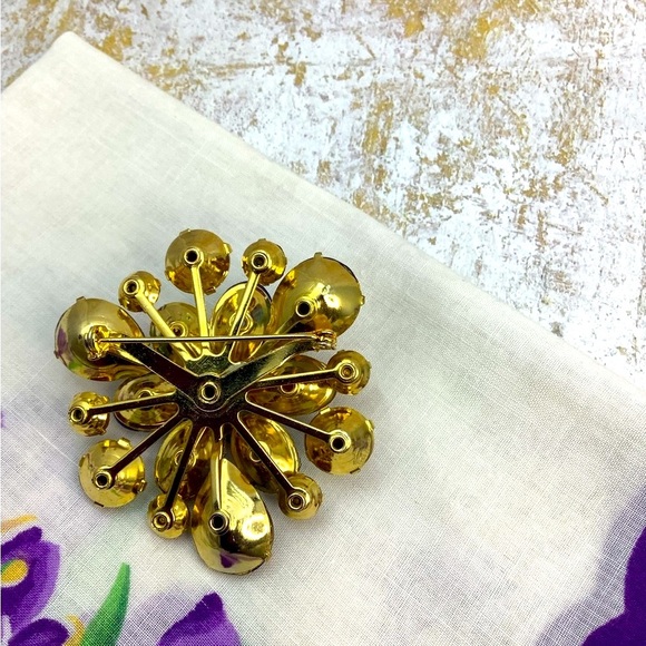 Antique Saphiret And Art Glass Brooch RARE Beauty - Picture 5 of 8